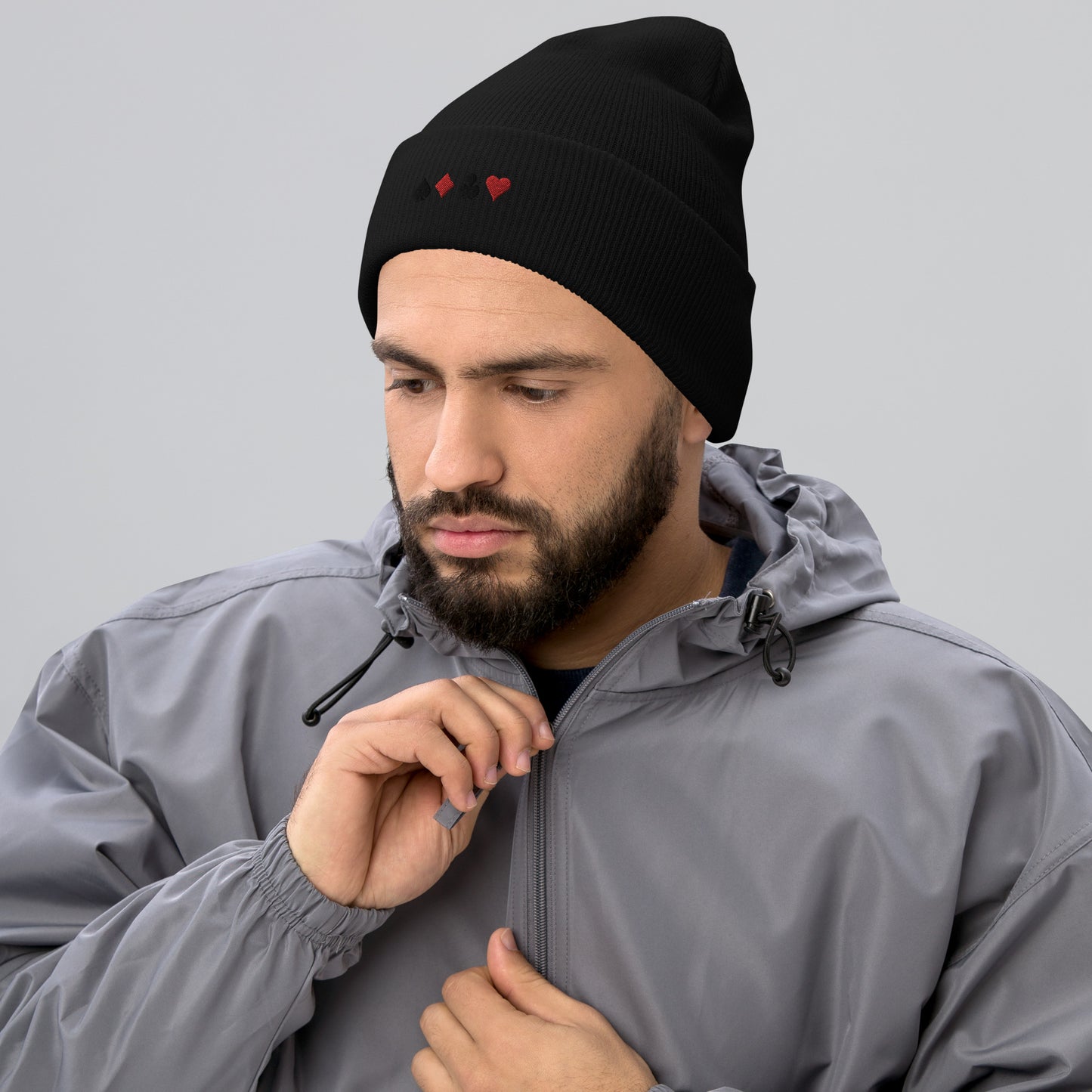Embroidered Cuffed Poker Beanie | 9 colors
