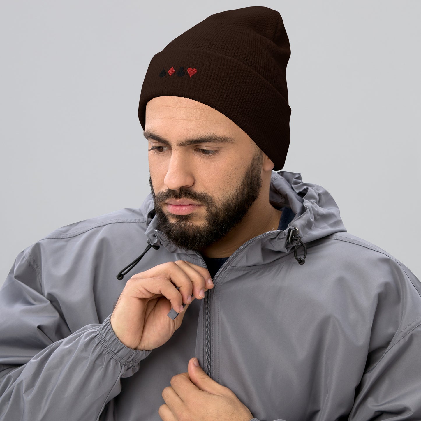 Embroidered Cuffed Poker Beanie | 9 colors