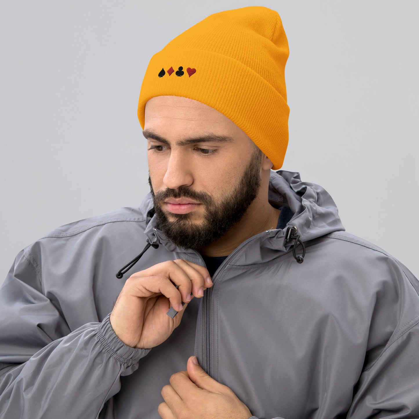 Embroidered Cuffed Poker Beanie | 9 colors