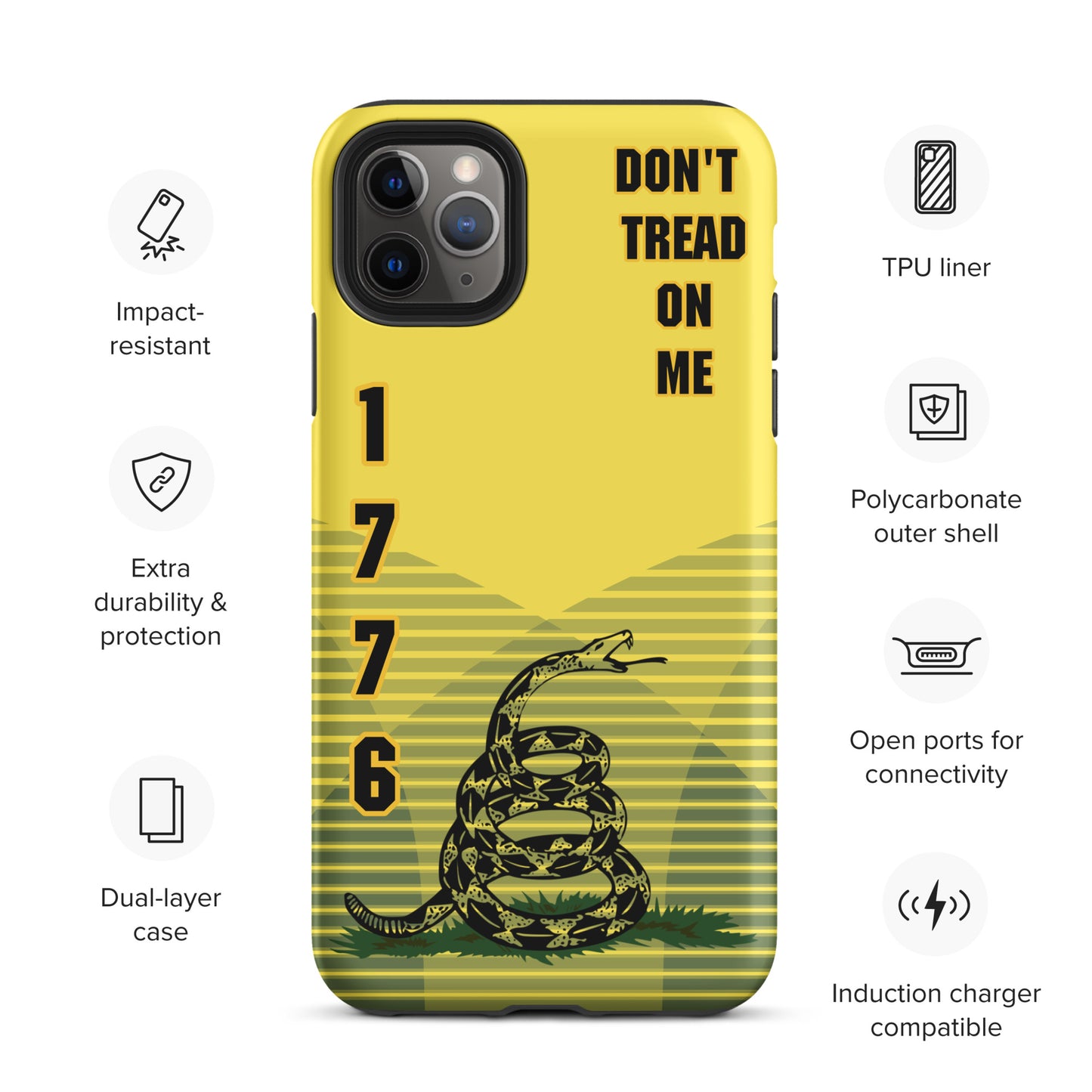 Don't Tread On Me Yellow iPhone Case | 15 Sizes