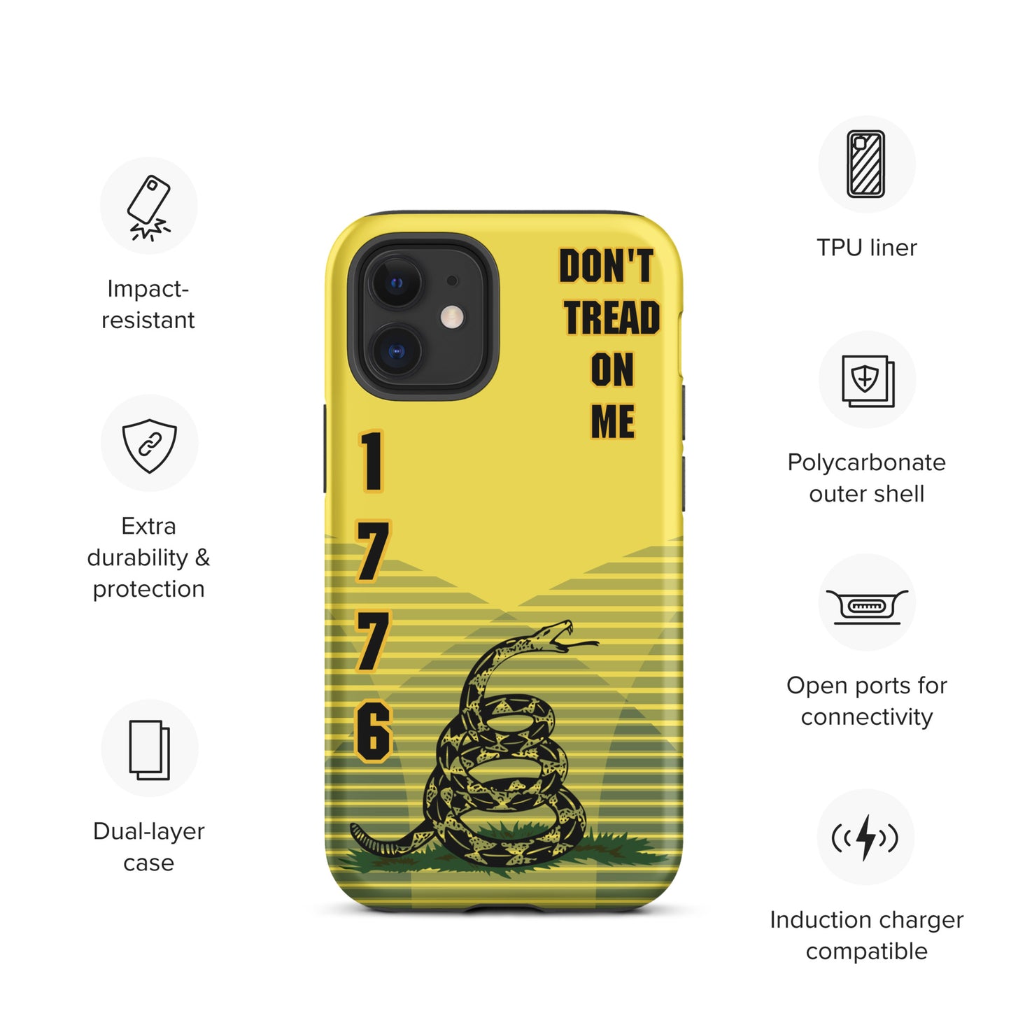 Don't Tread On Me Yellow iPhone Case | 15 Sizes