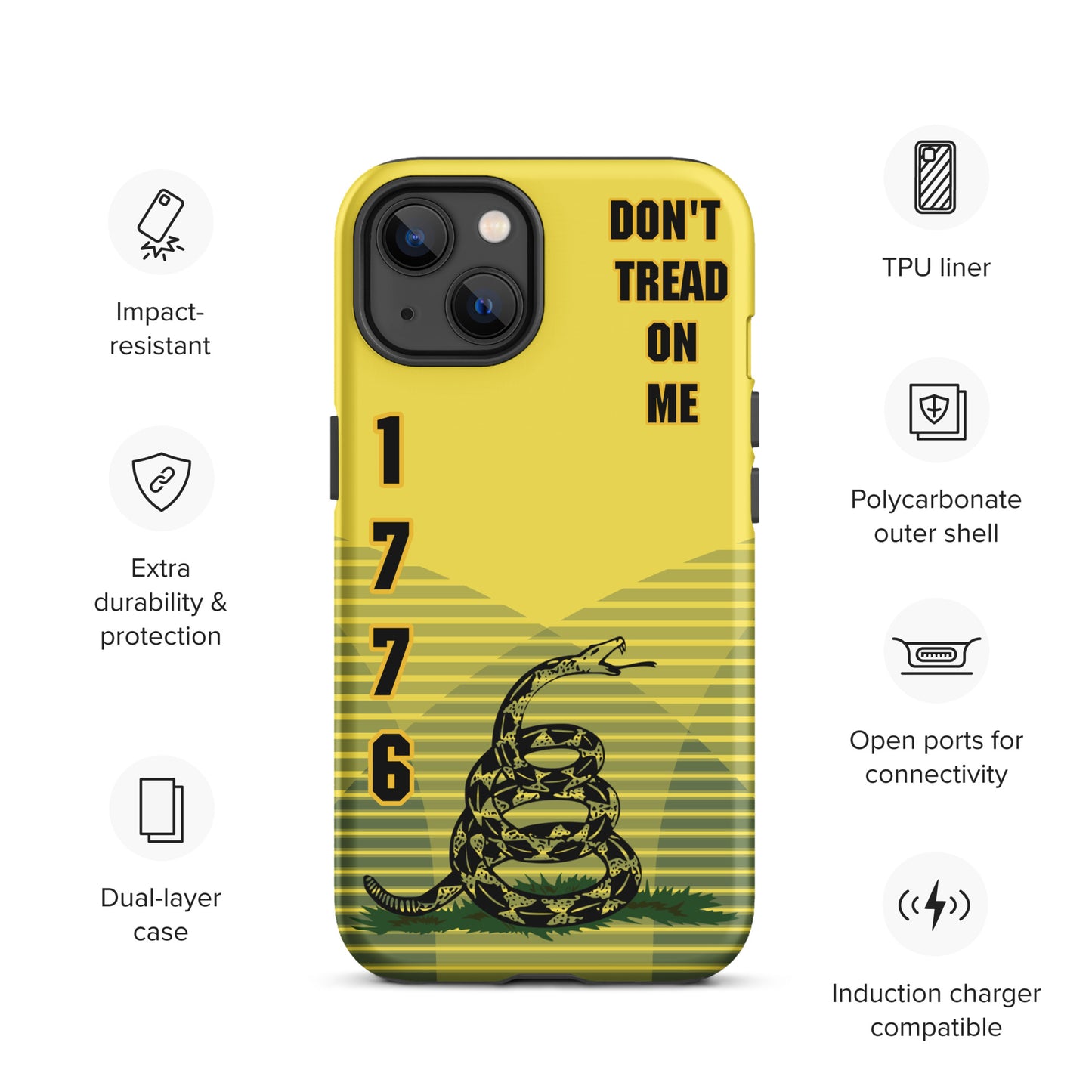 Don't Tread On Me Yellow iPhone Case | 15 Sizes