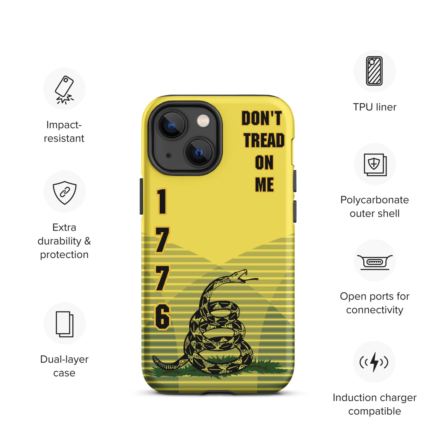 Don't Tread On Me Yellow iPhone Case | 15 Sizes