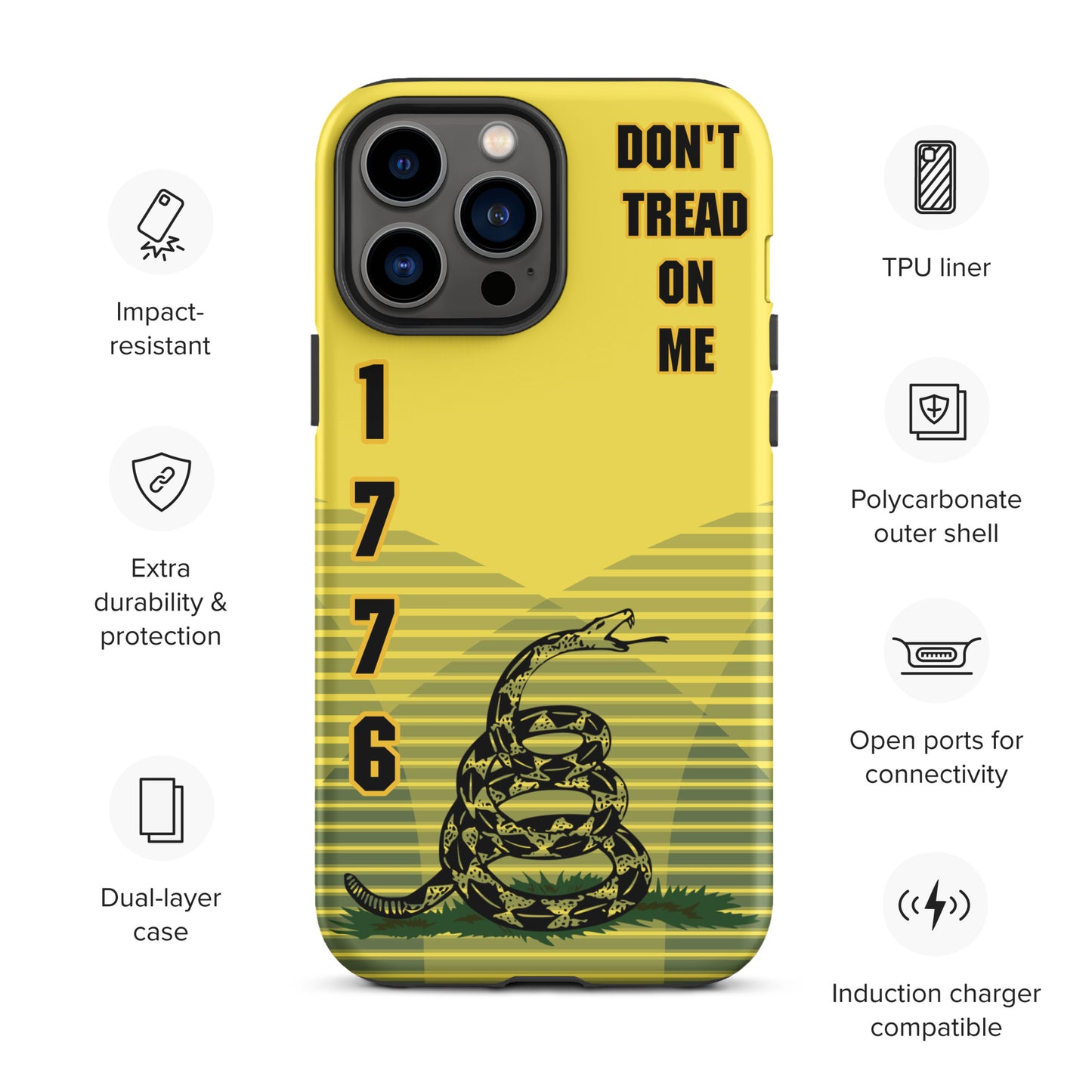 Don't Tread On Me Yellow iPhone Case | 15 Sizes