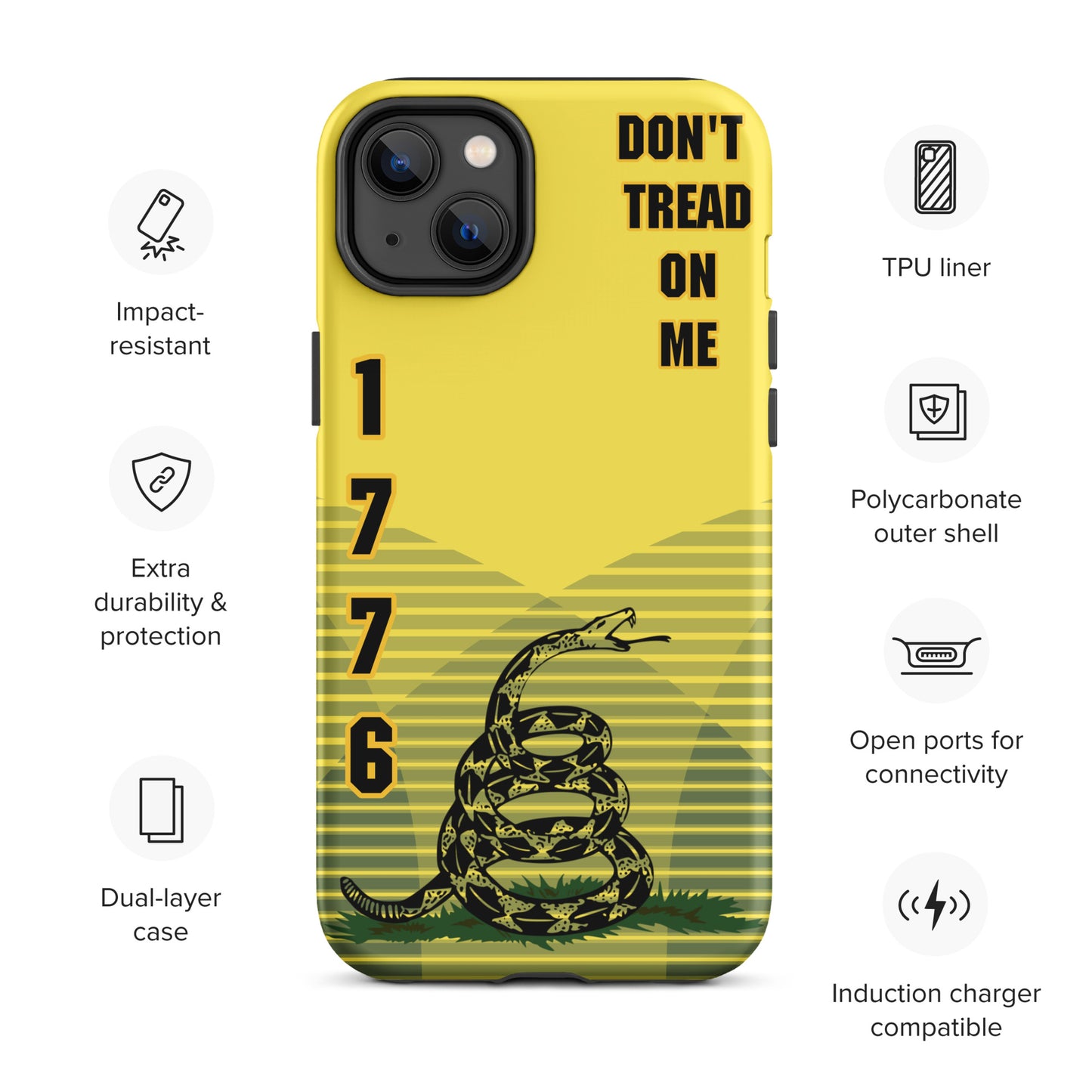 Don't Tread On Me Yellow iPhone Case | 15 Sizes