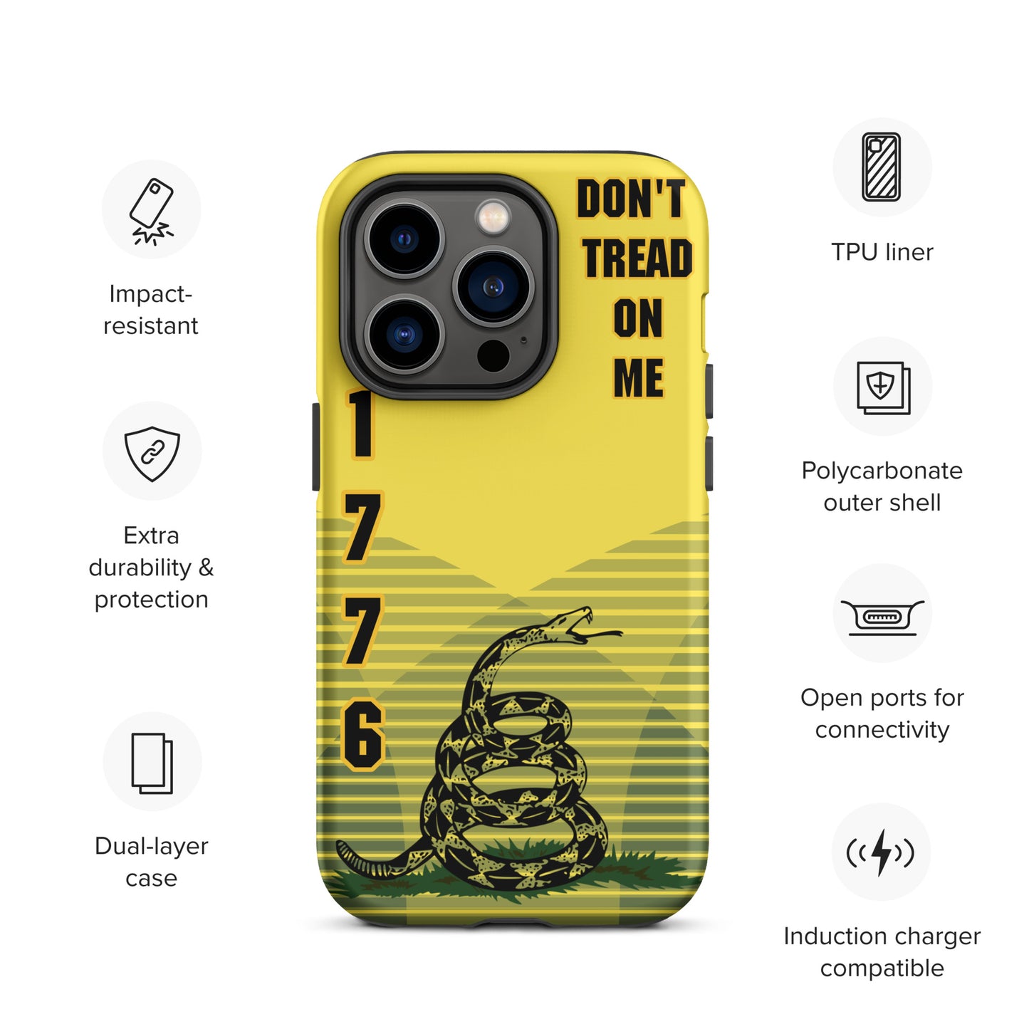 Don't Tread On Me Yellow iPhone Case | 15 Sizes