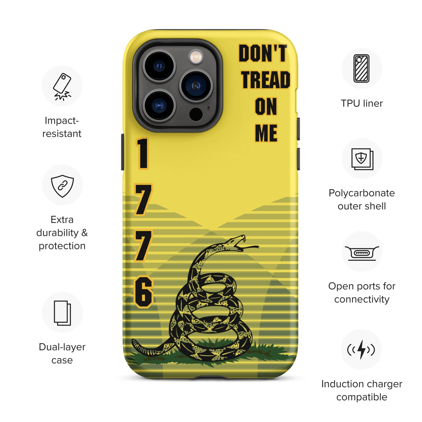 Don't Tread On Me Yellow iPhone Case | 15 Sizes