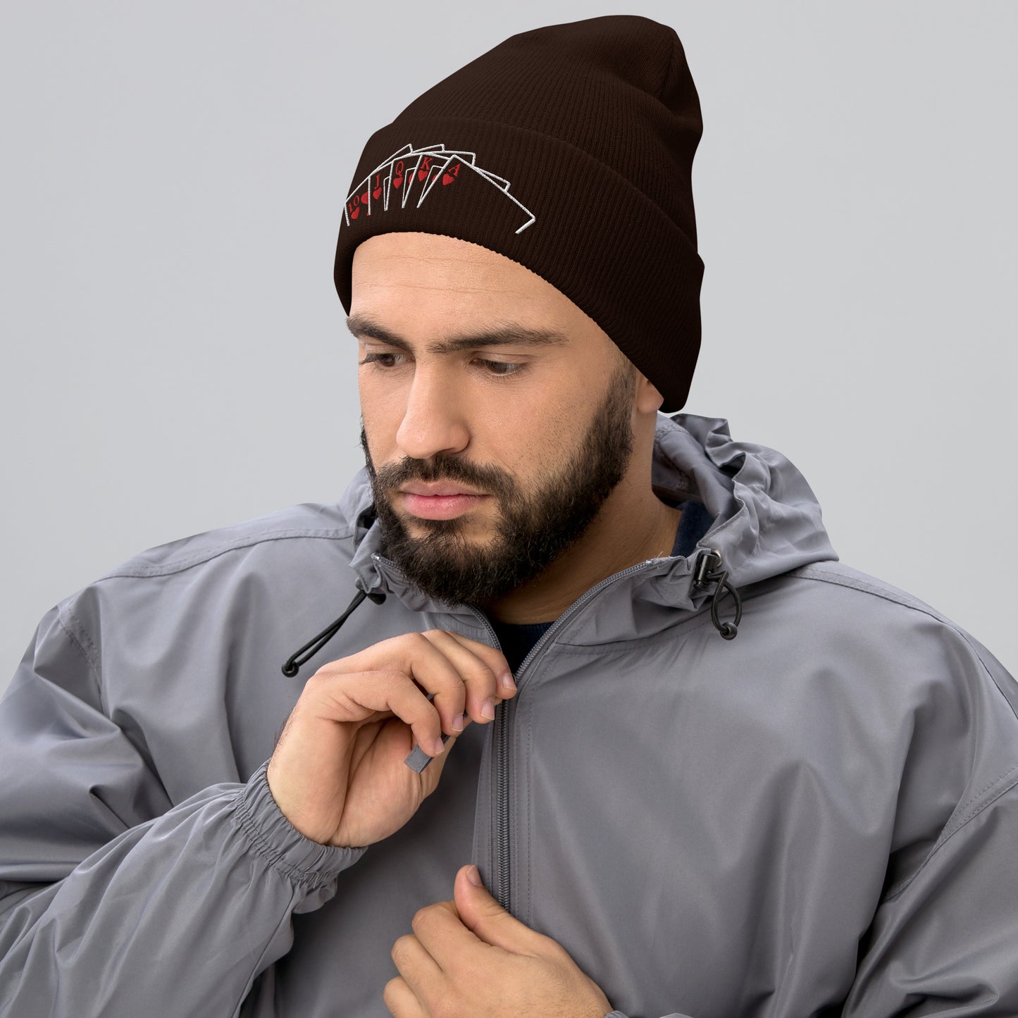 Embroidered Cuffed Poker Beanie | 9 colors