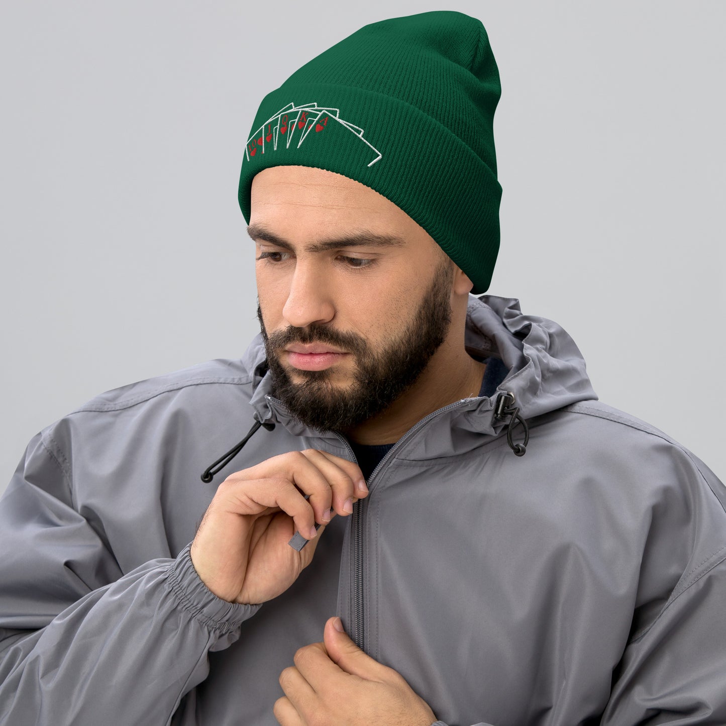 Embroidered Cuffed Poker Beanie | 9 colors