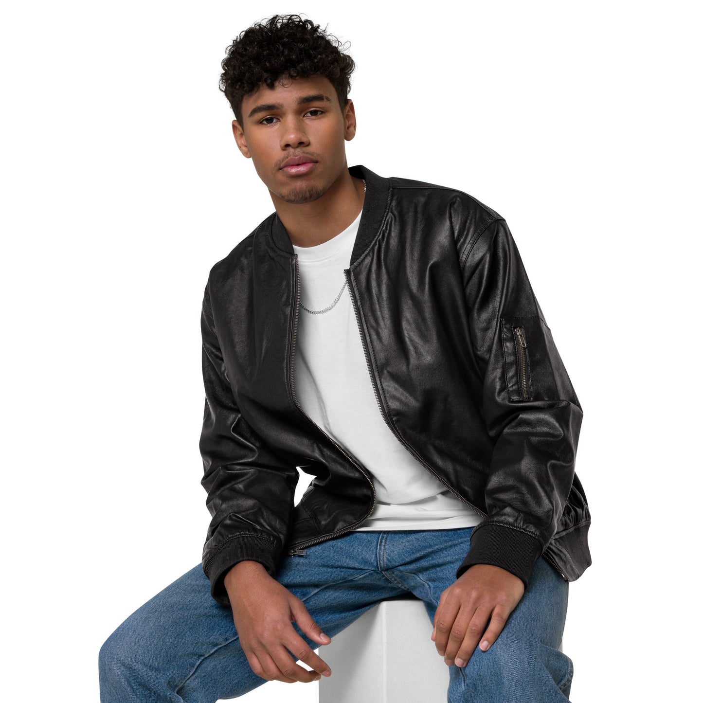 Leather 1776 Bomber Jacket | Black/Brown